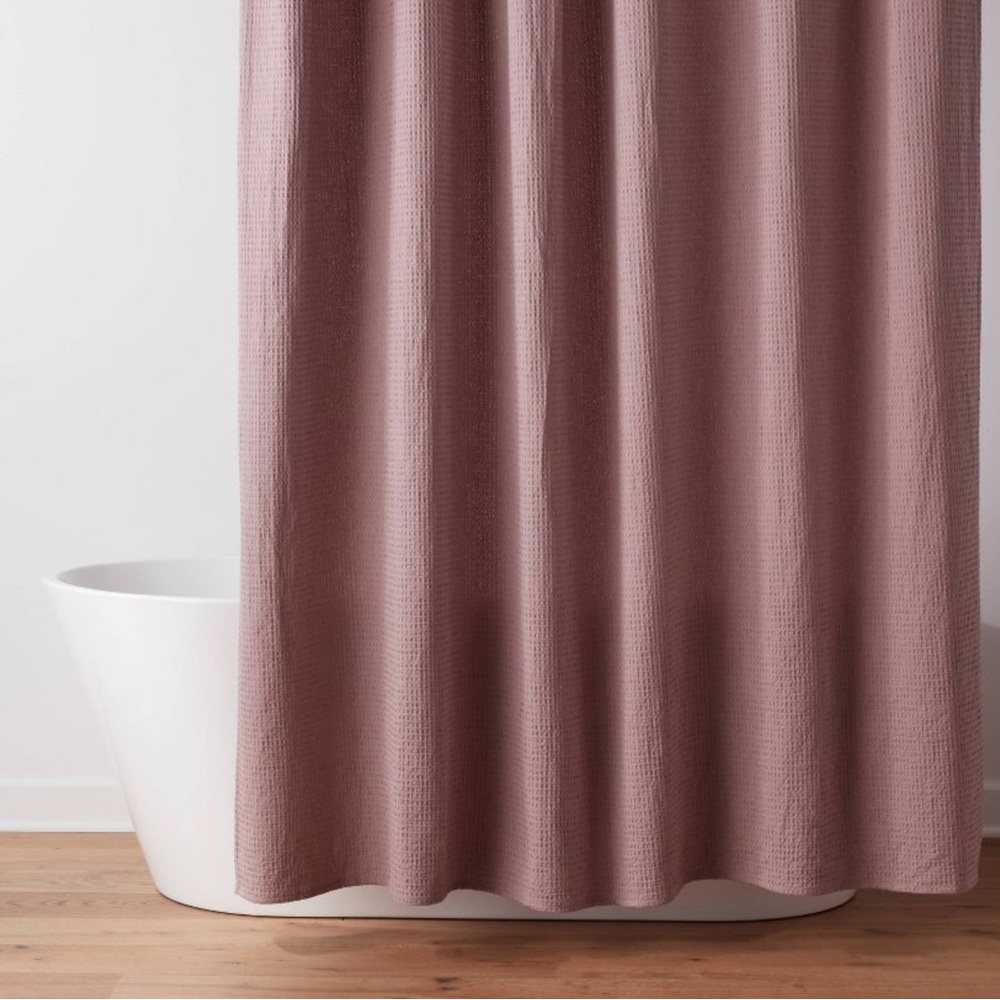 NEW Threshold Ash Rose Oversized Relaxed Waffle Weave Shower Curtain